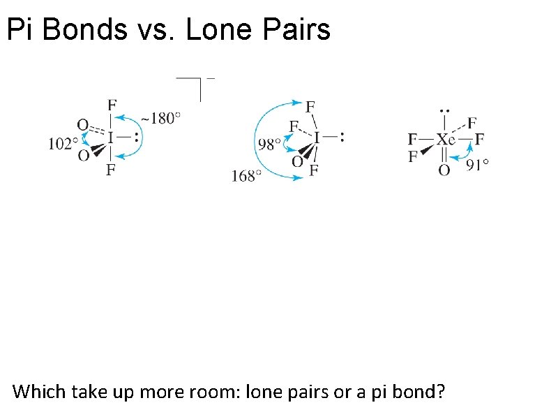 Pi Bonds vs. Lone Pairs Which take up more room: lone pairs or a