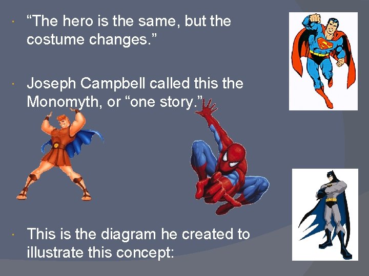  “The hero is the same, but the costume changes. ” Joseph Campbell called