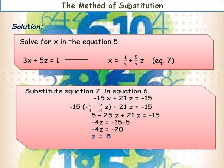 The Method of Substitution Solution: The Method of Substitution Solution: