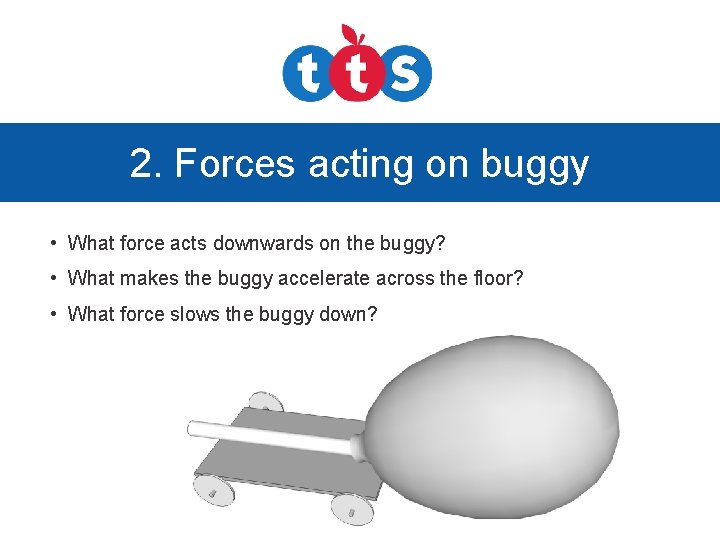 2. Forces acting on buggy • What force acts downwards on the buggy? •
