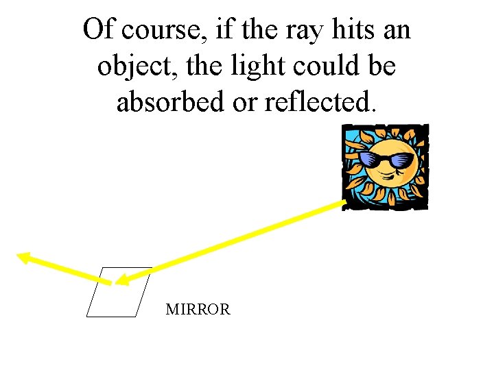 Of course, if the ray hits an object, the light could be absorbed or