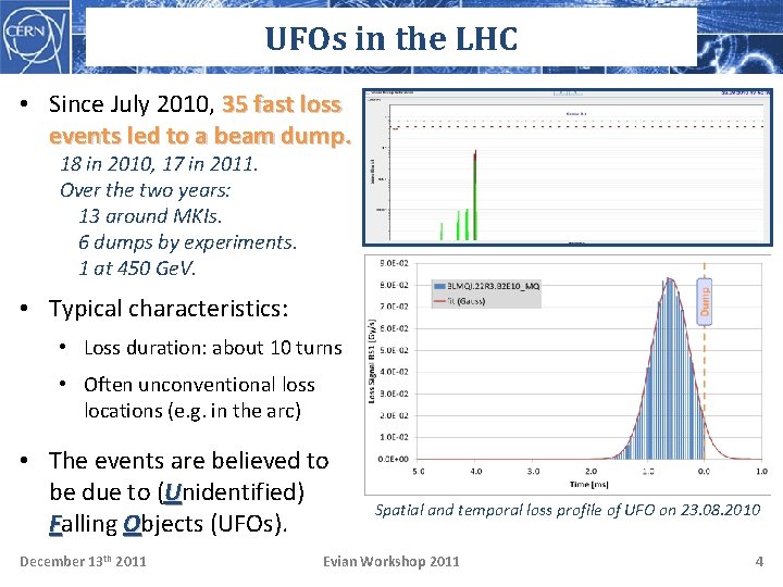 UFOs in the LHC • Since July 2010, 35 fast loss events led to