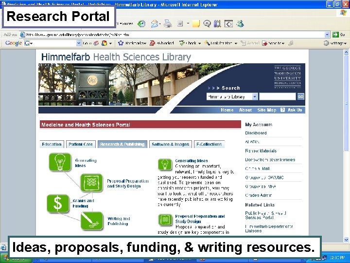 Research Portal Ideas, proposals, funding, & writing resources. 