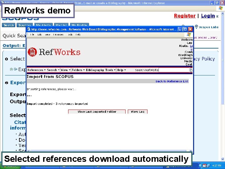 Ref. Works demo Selected references download automatically 