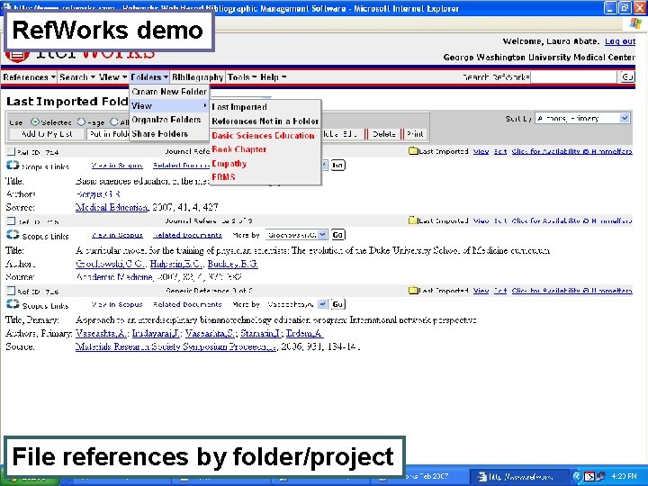 Ref. Works demo File references by folder/project 