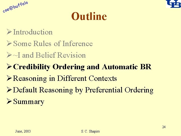 alo f buf @ cse Outline Ø Introduction Ø Some Rules of Inference Ø