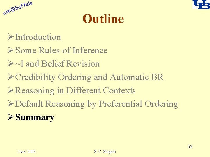 alo f buf @ cse Outline Ø Introduction Ø Some Rules of Inference Ø