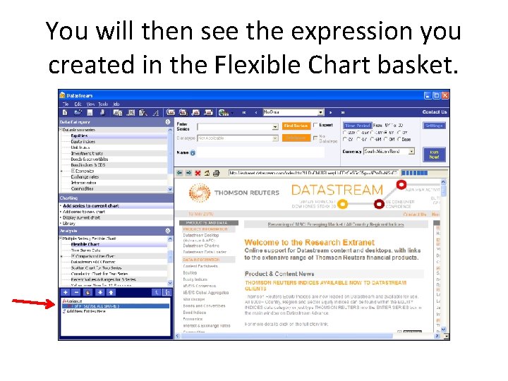 You will then see the expression you created in the Flexible Chart basket. 