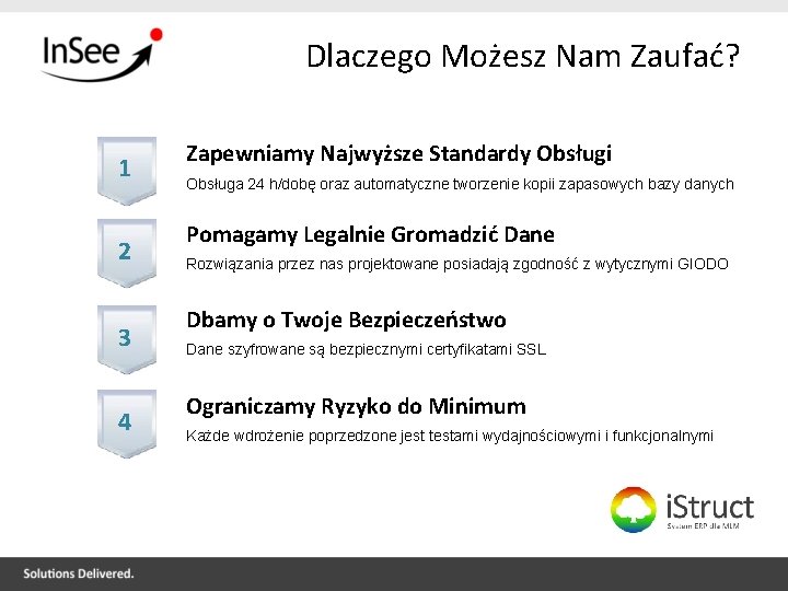 Dlaczego Możesz Nam Zaufać? 1 2 3 4 Zapewniamy Najwyższe Standardy Obsługi Obsługa 24