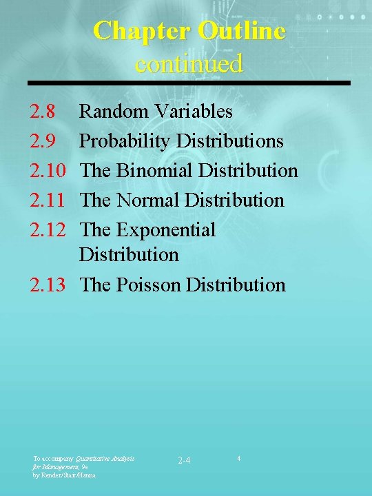 Chapter Outline continued 2. 8 2. 9 2. 10 2. 11 2. 12 Random