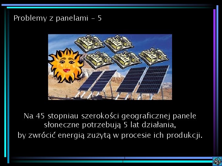 Problemy z panelami - 5 Na 45 stopniau szerokości geograficznej panele słoneczne potrzebują 5