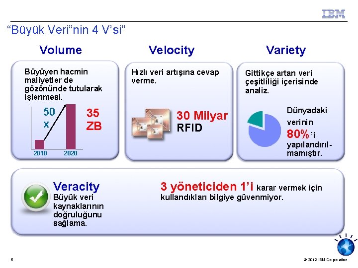 “Büyük Veri”nin 4 V’si” Volume Velocity Büyüyen hacmin maliyetler de gözönünde tutularak işlenmesi. 50
