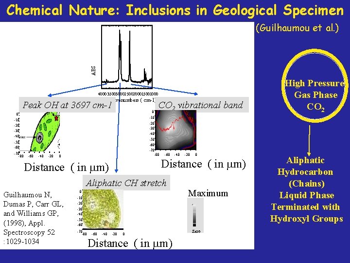 Chemical Nature: Inclusions in Geological Specimen ABS (Guilhaumou et al. ) 4000350030002500200015001000 Wavenumbers (
