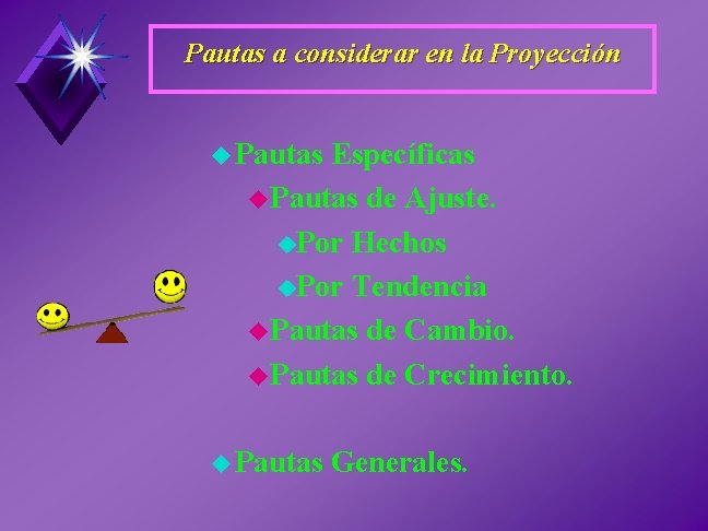 Pautas a considerar en la Proyección u Pautas Específicas u. Pautas de Ajuste. u.