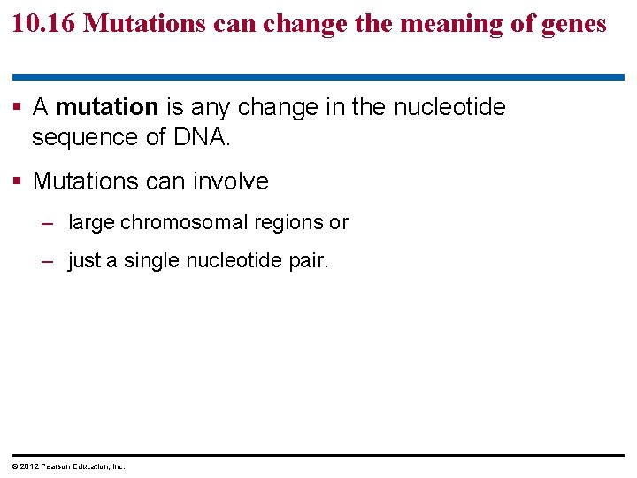 10. 16 Mutations can change the meaning of genes § A mutation is any