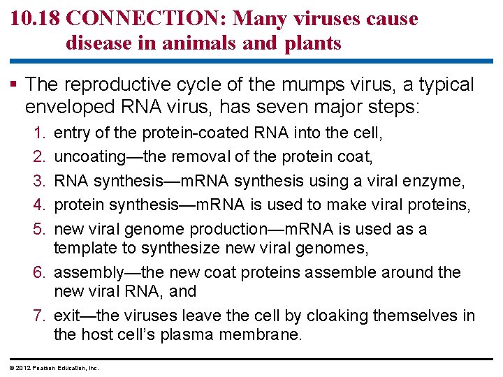 10. 18 CONNECTION: Many viruses cause disease in animals and plants § The reproductive