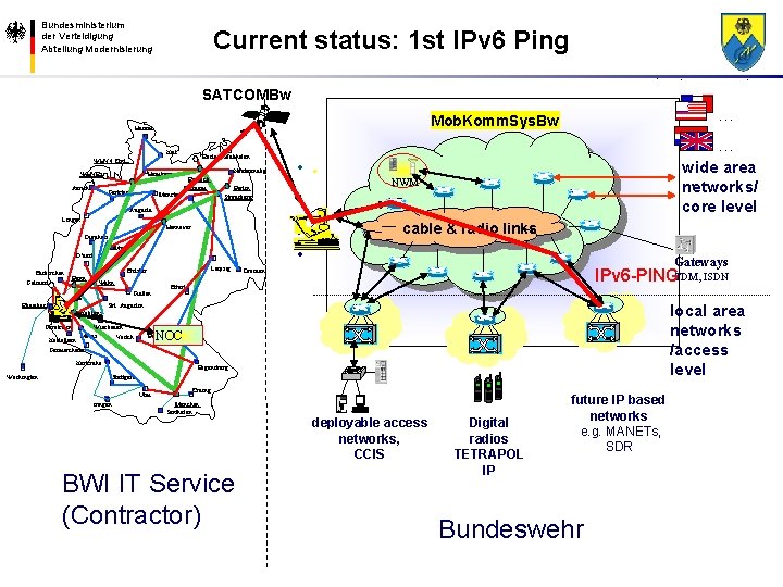 Bundesministerium der Verteidigung Abteilung Modernisierung Current status: 1 st IPv 6 Ping • -