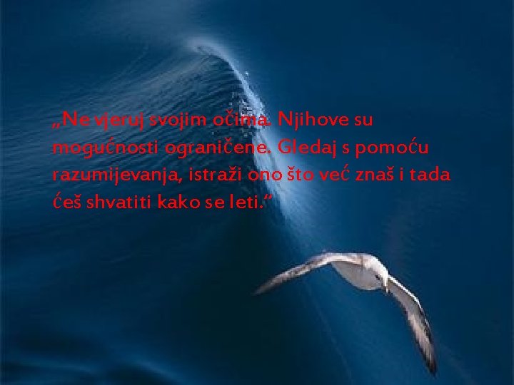 „Ne vjeruj svojim očima. Njihove su mogućnosti ograničene. Gledaj s pomoću razumijevanja, istraži ono