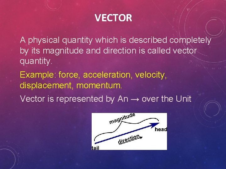 VECTOR A physical quantity which is described completely by its magnitude and direction is VECTOR A physical quantity which is described completely by its magnitude and direction is