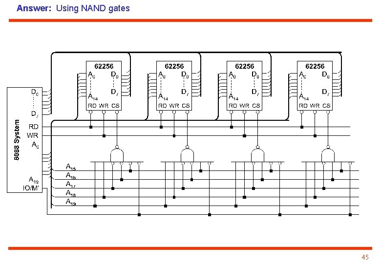Answer: Using NAND gates 45 