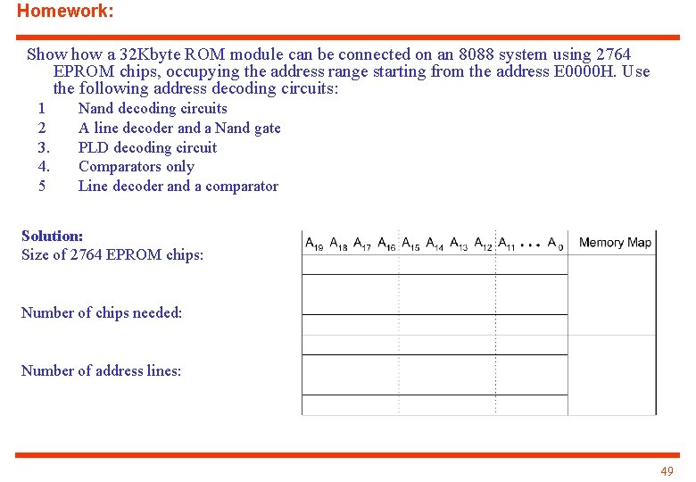 Homework: Show a 32 Kbyte ROM module can be connected on an 8088 system