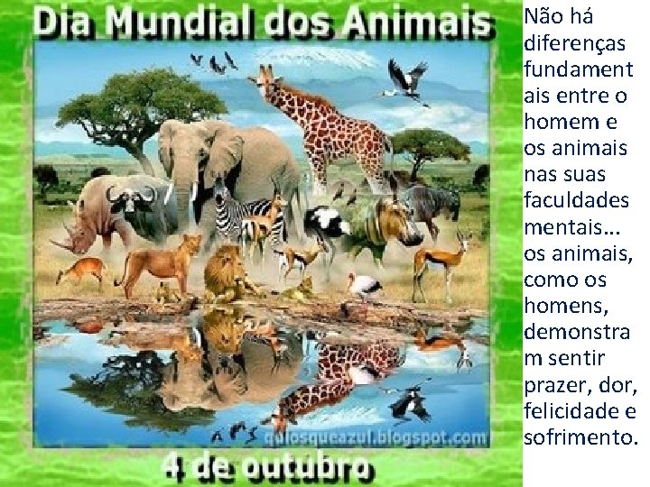 Não há diferenças fundament ais entre o homem e os animais nas suas faculdades