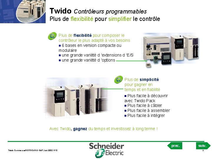 Twido Contrôleurs programmables Plus de flexibilité pour simplifier le contrôle Plus de flexibilité pour