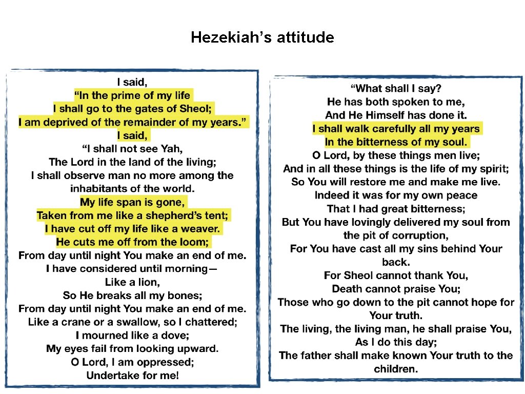 Hezekiah’s attitude 