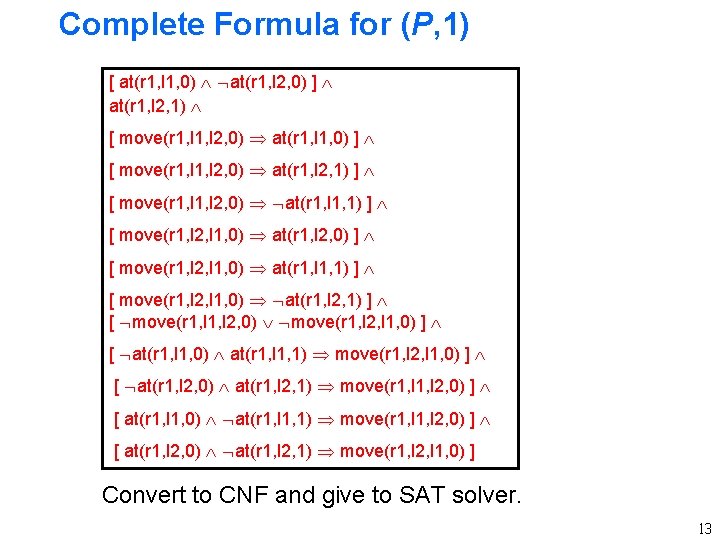 Complete Formula for (P, 1) [ at(r 1, l 1, 0) at(r 1, l