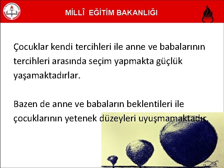 MİLLÎ EĞİTİM BAKANLIĞI Çocuklar kendi tercihleri ile anne ve babalarının tercihleri arasında seçim yapmakta