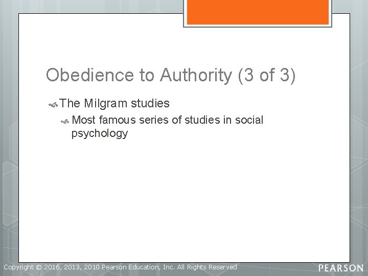 Obedience to Authority (3 of 3) The Milgram studies Most famous series of studies