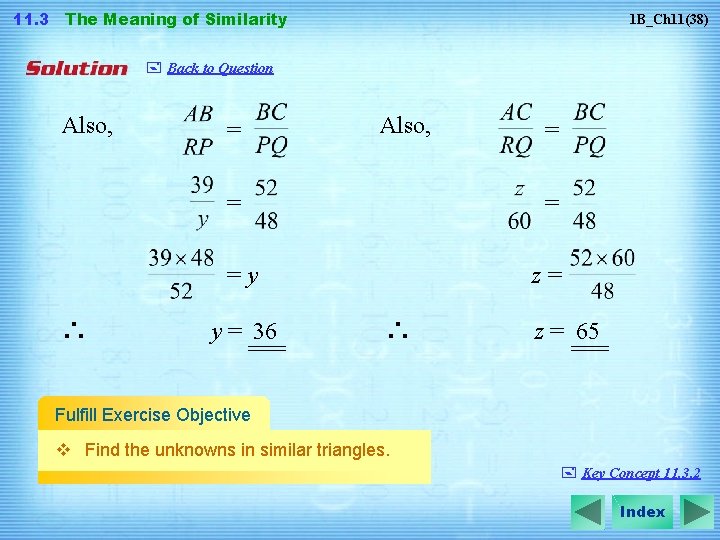 11. 3 The Meaning of Similarity 1 B_Ch 11(38) + Back to Question Also,