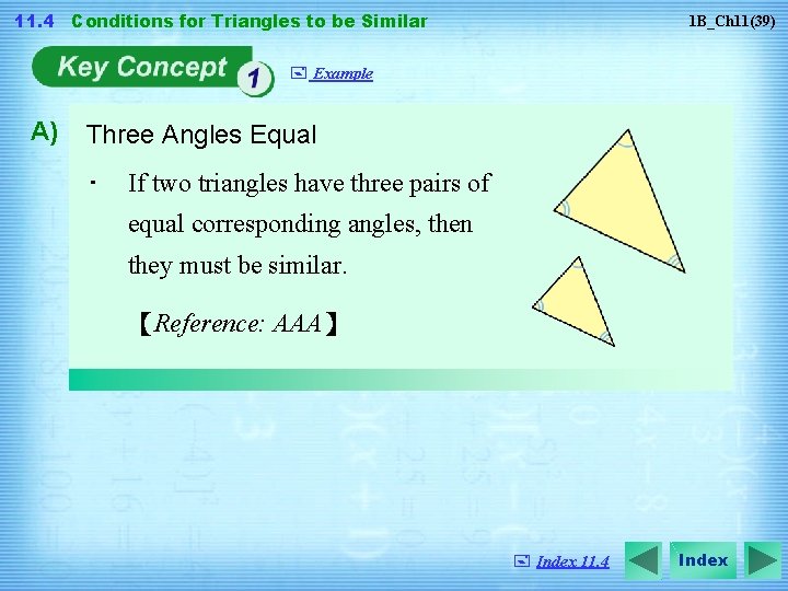 11. 4 Conditions for Triangles to be Similar 1 B_Ch 11(39) + Example A)