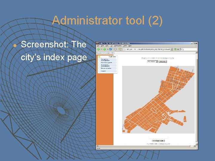 Administrator tool (2) l Screenshot: The city’s index page 