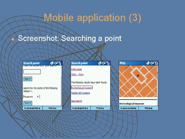Mobile application (3) l Screenshot: Searching a point 