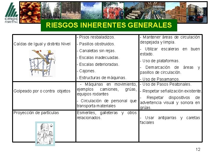 RIESGOS INHERENTES GENERALES - Pisos resbaladizos. Caídas de Igual y distinto Nivel - Pasillos