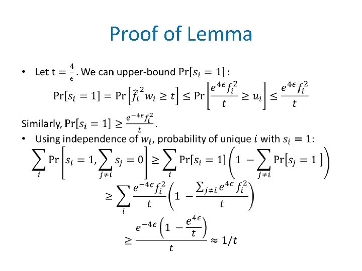 Proof of Lemma • 