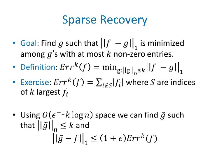 Sparse Recovery • 