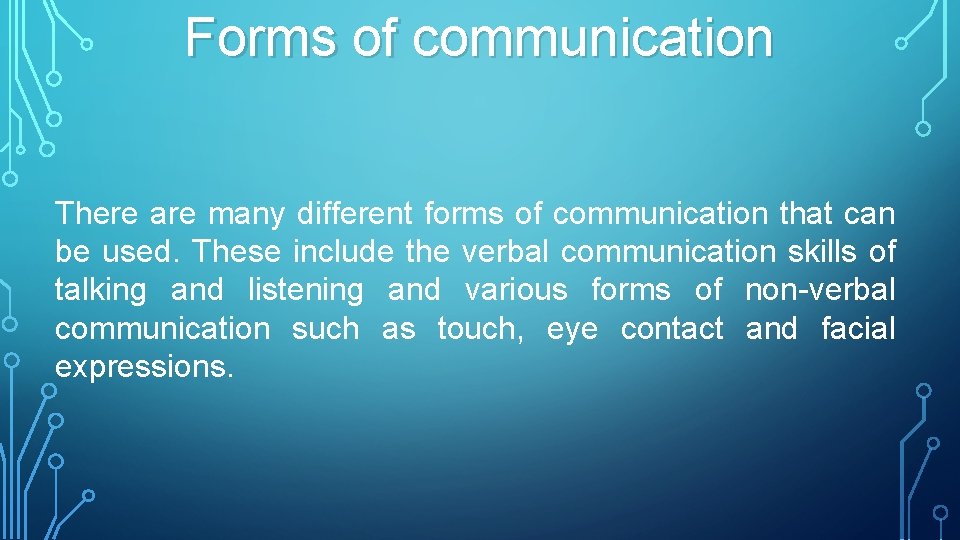 Forms of communication There are many different forms of communication that can be used.