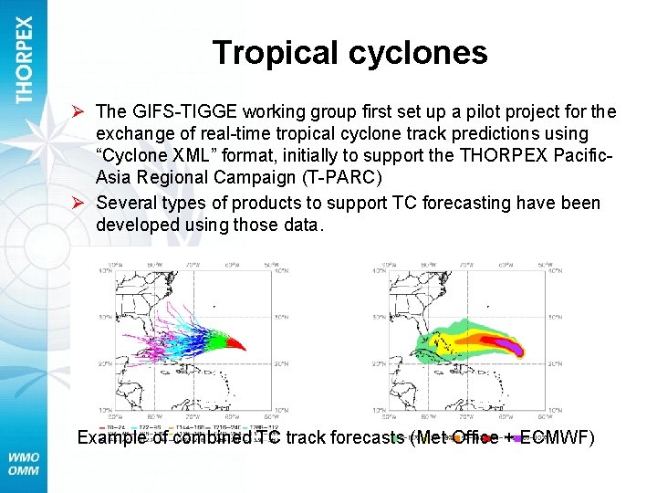 Tropical cyclones Ø The GIFS-TIGGE working group first set up a pilot project for