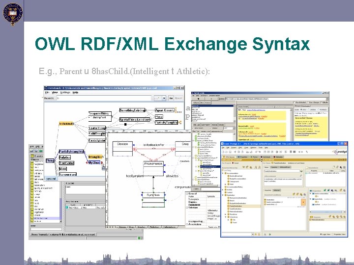 OWL RDF/XML Exchange Syntax E. g. , Parent u 8 has. Child. (Intelligent t