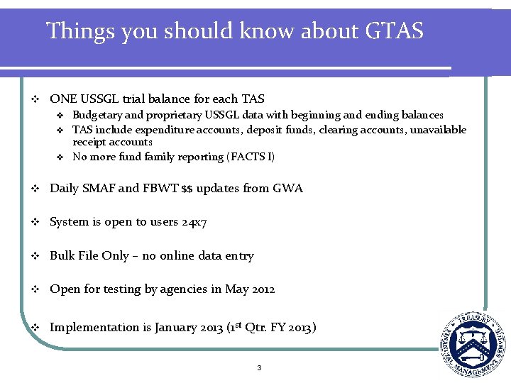 Things you should know about GTAS v ONE USSGL trial balance for each TAS