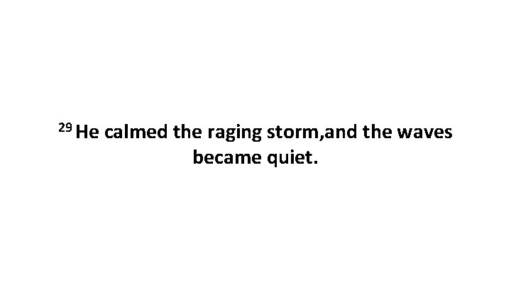 29 He calmed the raging storm, and the waves became quiet. 