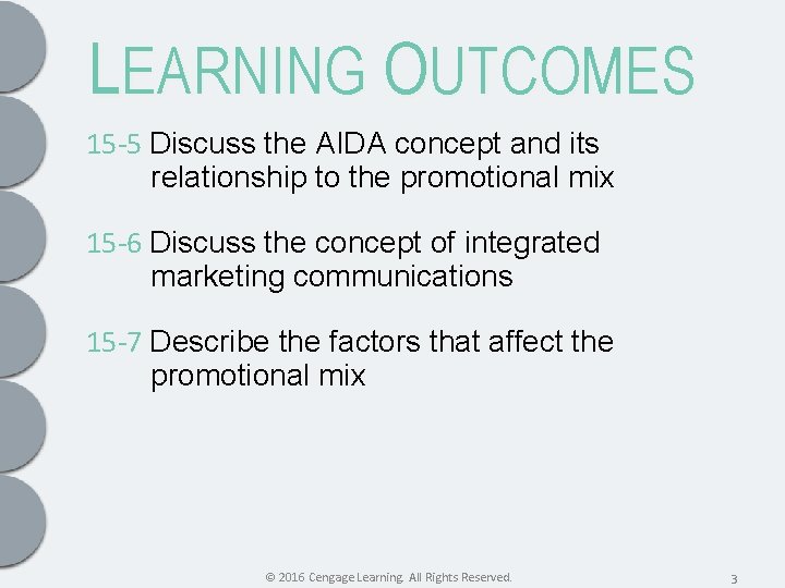 LEARNING OUTCOMES 15 -5 Discuss the AIDA concept and its relationship to the promotional