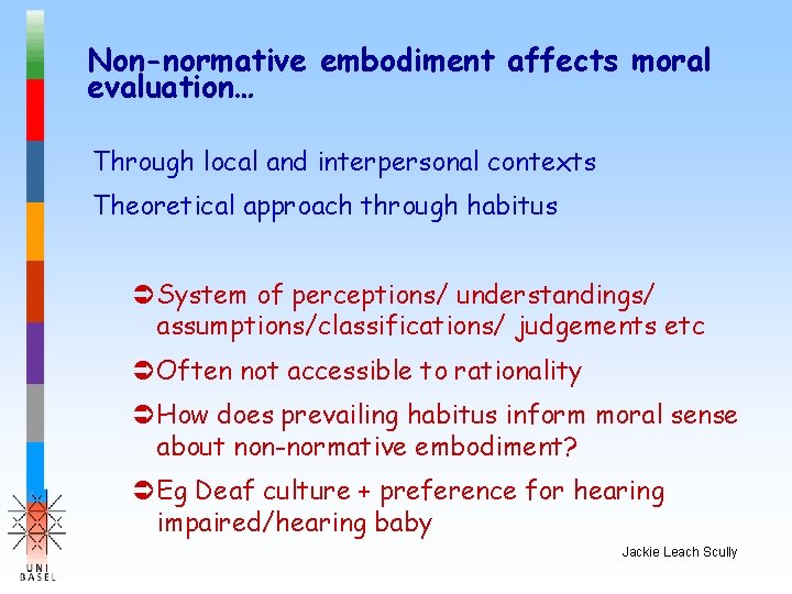 Non-normative embodiment affects moral evaluation… Through local and interpersonal contexts Theoretical approach through habitus