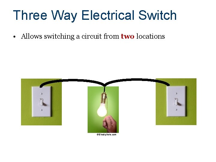 Three Way Electrical Switch • Allows switching a circuit from two locations ©i. Stockphoto.