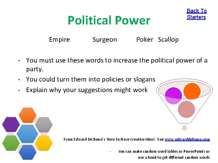 Political Power Empire Surgeon Back To Starters Poker Scallop - You must use these