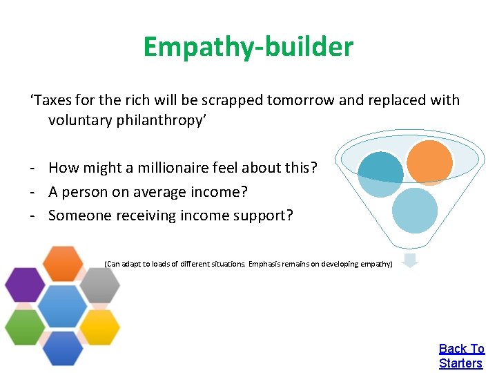 Empathy-builder ‘Taxes for the rich will be scrapped tomorrow and replaced with voluntary philanthropy’