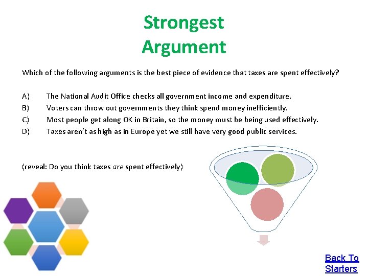 Strongest Argument Which of the following arguments is the best piece of evidence that