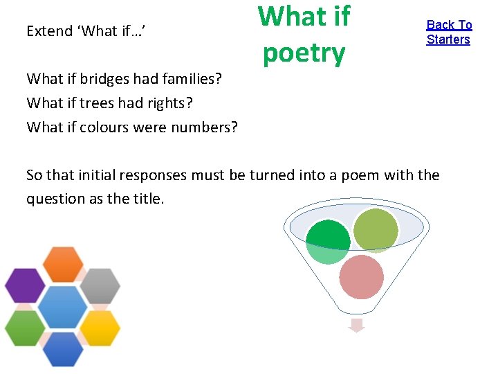 Extend ‘What if…’ What if bridges had families? What if trees had rights? What